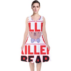 Killer Bear V-neck Midi Sleeveless Dress  by LemonPear