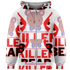 Killer Bear Kids  Zipper Hoodie Without Drawstring by LemonPear