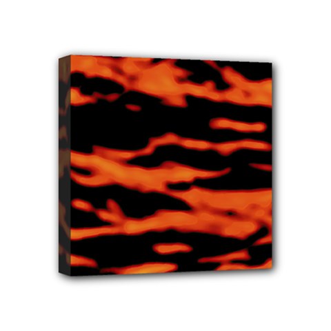 Red  Waves Abstract Series No9 Mini Canvas 4  X 4  (stretched) by DimitriosArt