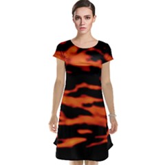 Red  Waves Abstract Series No9 Cap Sleeve Nightdress by DimitriosArt