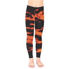 Red  Waves Abstract Series No9 Kids  Leggings by DimitriosArt