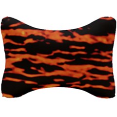 Red  Waves Abstract Series No9 Seat Head Rest Cushion by DimitriosArt