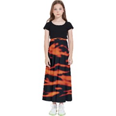 Red  Waves Abstract Series No9 Kids  Flared Maxi Skirt by DimitriosArt