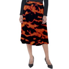 Red  Waves Abstract Series No9 Classic Velour Midi Skirt  by DimitriosArt