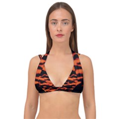 Red  Waves Abstract Series No9 Double Strap Halter Bikini Top by DimitriosArt