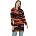 Red  Waves Abstract Series No9 Women s Long Oversized Pullover Hoodie View1