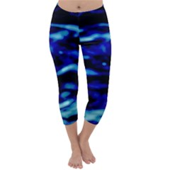 Blue Waves Abstract Series No8 Capri Winter Leggings  by DimitriosArt