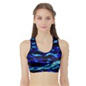 Blue Waves Abstract Series No8 Sports Bra with Border View1