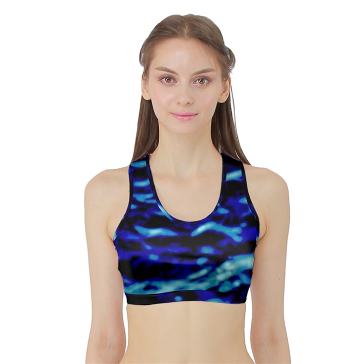 Blue Waves Abstract Series No8 Sports Bra with Border