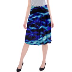 Blue Waves Abstract Series No8 Midi Beach Skirt by DimitriosArt