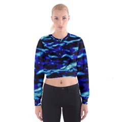 Blue Waves Abstract Series No8 Cropped Sweatshirt by DimitriosArt