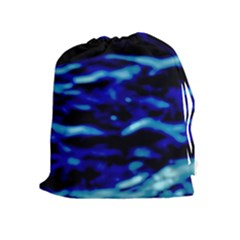 Blue Waves Abstract Series No8 Drawstring Pouch (xl) by DimitriosArt