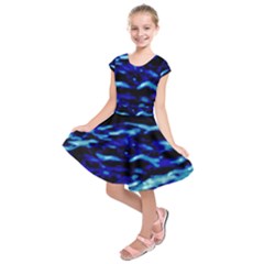 Blue Waves Abstract Series No8 Kids  Short Sleeve Dress by DimitriosArt