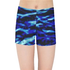 Blue Waves Abstract Series No8 Kids  Sports Shorts by DimitriosArt