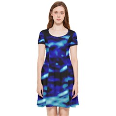 Blue Waves Abstract Series No8 Inside Out Cap Sleeve Dress by DimitriosArt