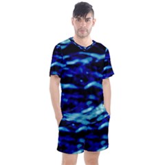 Blue Waves Abstract Series No8 Men s Mesh Tee And Shorts Set