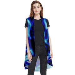 Blue Waves Abstract Series No8 Sleeveless Chiffon Waistcoat Shirt