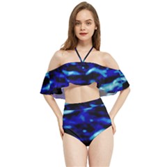 Blue Waves Abstract Series No8 Halter Flowy Bikini Set  by DimitriosArt