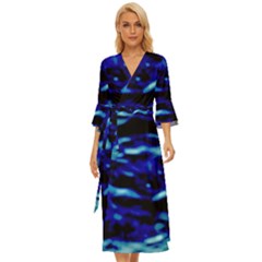 Blue Waves Abstract Series No8 Midsummer Wrap Dress