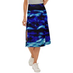 Blue Waves Abstract Series No8 Midi Panel Skirt by DimitriosArt