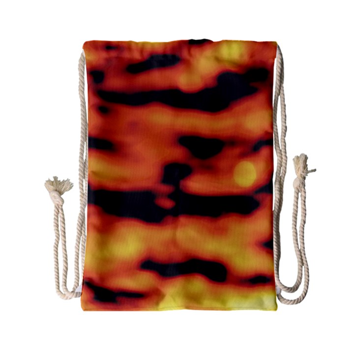 Red  Waves Abstract Series No5 Drawstring Bag (Small)