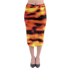 Red  Waves Abstract Series No5 Midi Pencil Skirt by DimitriosArt