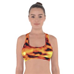 Red  Waves Abstract Series No5 Cross Back Sports Bra by DimitriosArt