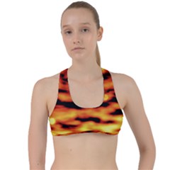 Red  Waves Abstract Series No5 Criss Cross Racerback Sports Bra by DimitriosArt