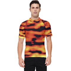 Red  Waves Abstract Series No5 Men s Short Sleeve Rash Guard by DimitriosArt