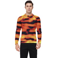 Red  Waves Abstract Series No5 Men s Long Sleeve Rash Guard by DimitriosArt