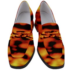 Red  Waves Abstract Series No5 Women s Chunky Heel Loafers by DimitriosArt