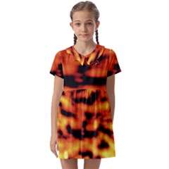 Red  Waves Abstract Series No5 Kids  Asymmetric Collar Dress by DimitriosArt