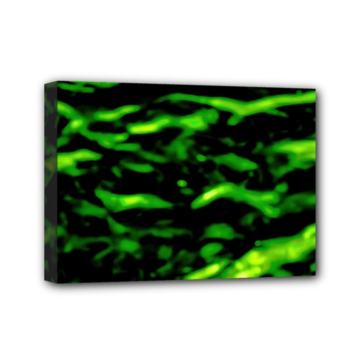 Green  Waves Abstract Series No3 Mini Canvas 7  x 5  (Stretched)