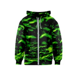 Green  Waves Abstract Series No3 Kids  Zipper Hoodie by DimitriosArt