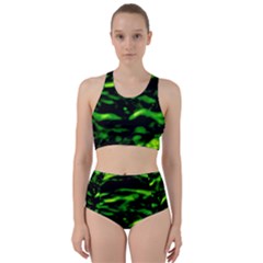 Green  Waves Abstract Series No3 Racer Back Bikini Set by DimitriosArt