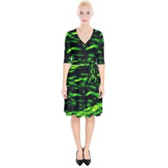 Green  Waves Abstract Series No3 Wrap Up Cocktail Dress by DimitriosArt