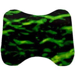 Green  Waves Abstract Series No3 Head Support Cushion by DimitriosArt