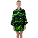 Green  Waves Abstract Series No3 Long Sleeve Satin Kimono View1