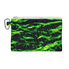 Green  Waves Abstract Series No3 Canvas Cosmetic Bag (large) by DimitriosArt