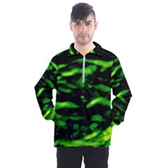 Green  Waves Abstract Series No3 Men s Half Zip Pullover by DimitriosArt