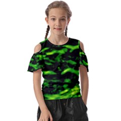 Green  Waves Abstract Series No3 Kids  Butterfly Cutout Tee by DimitriosArt