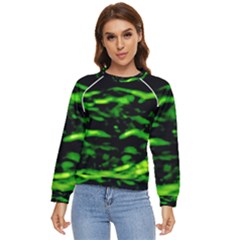 Green  Waves Abstract Series No3 Women s Long Sleeve Raglan Tee