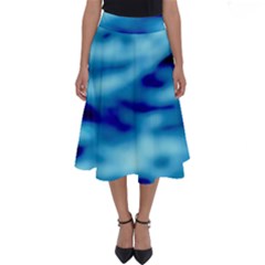 Blue Waves Abstract Series No4 Perfect Length Midi Skirt by DimitriosArt