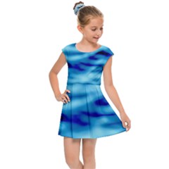 Blue Waves Abstract Series No4 Kids  Cap Sleeve Dress by DimitriosArt