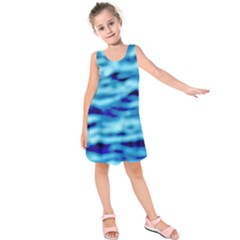 Blue Waves Abstract Series No4 Kids  Sleeveless Dress by DimitriosArt