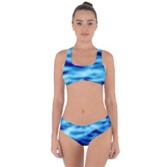 Blue Waves Abstract Series No4 Criss Cross Bikini Set by DimitriosArt