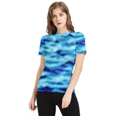 Blue Waves Abstract Series No4 Women s Short Sleeve Rash Guard by DimitriosArt