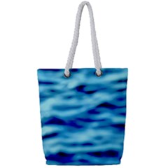 Blue Waves Abstract Series No4 Full Print Rope Handle Tote (small) by DimitriosArt