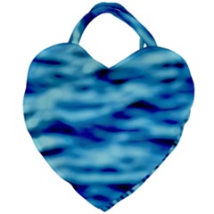 Blue Waves Abstract Series No4 Giant Heart Shaped Tote by DimitriosArt