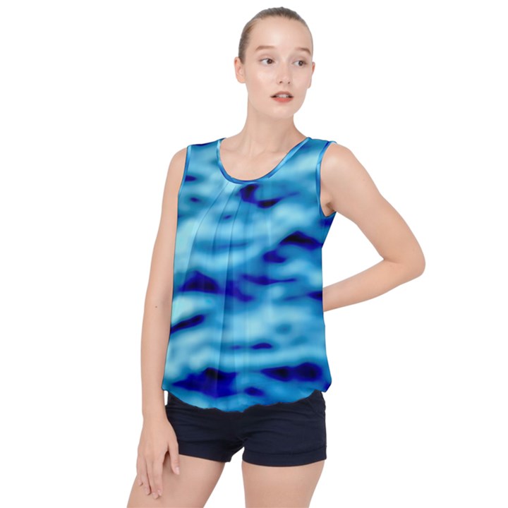 Blue Waves Abstract Series No4 Bubble Hem Chiffon Tank Top